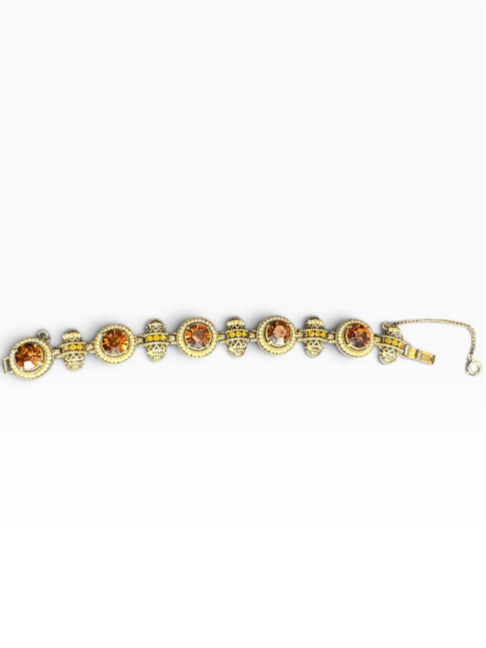 Vintage 1951 Hollycraft Bracelet Amber Topaz Faux Pearl As-Is Repair Craft Lot